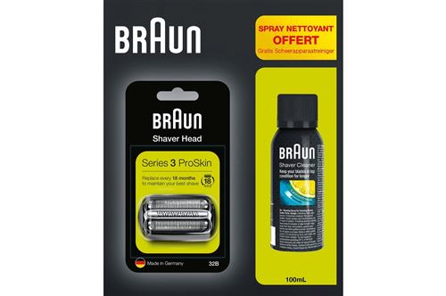 Tête De Rechange Pour Rasoir Électrique Braun 32B Avec Spray Nettoyant