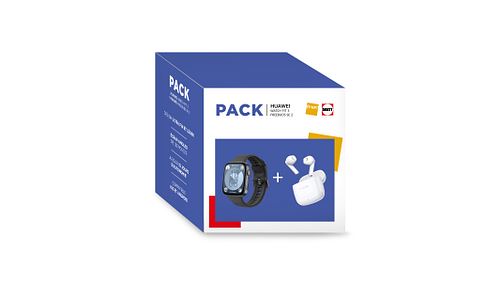 Pack Montre Connectée Huawei Watch Fit 3 Avec Bracelet Noir + Freebuds Se 2 Blanc