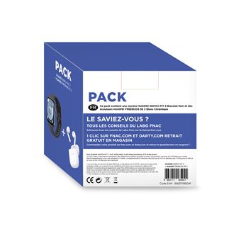 Pack Montre connectée Huawei Watch Fit 3 avec bracelet Noir + FreeBuds SE 2 Blanc