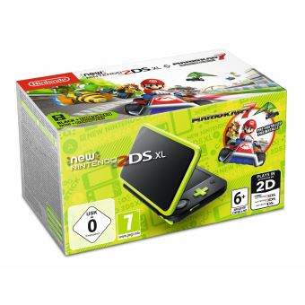 Console New Nintendo 2DS XL Noir et vert citron avec Mario Kart 7