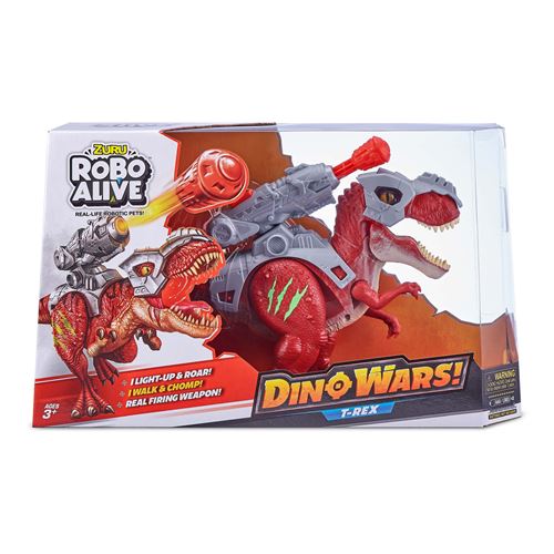 Dinosaure interactif ZURU ROBO ALIVE Dino Wars T Rex Marche et rugit Armure défensive Lance missile