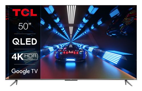 TV QLED TCL 50C735 127 cm 4K UHD Google TV Aluminium brossé