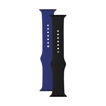 Pack de 2 bracelets BigBen Connected pour Apple Watch 38-40 mm Noir et Bleu