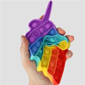 Jeu Pop It Fidget Push Bubble Licorne arc-en-ciel