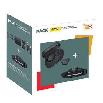 Pack Ecouteurs intra-auriculaires sans fil à réduction du bruit Jabra Elite 4 Active sport Bluetooth True Wireless Noir + ceinture Running