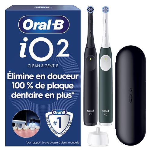 ORAL B Pack de brosse &agrave; dents &eacute;lectrique Oral-B iO 2 Noir et Vert