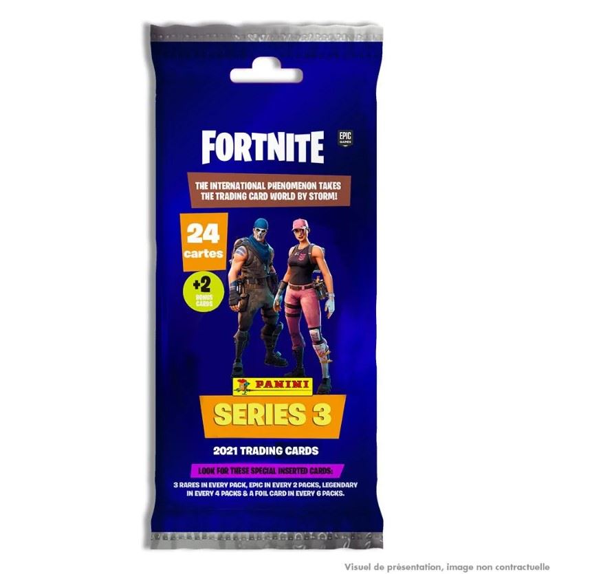 Pochette Panini Fortnite TC Fat Pack - 22 Cartes (9 Bases, 8 Uncommons, 5 Rares), Référence 2506_048