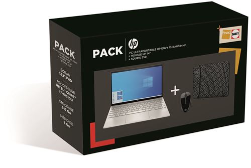 Pack PC Ultra-Portable HP Envy 13-ba0024nf 13.3" Intel Core i7 8 Go RAM 512 Go SSD Argent naturel + Housse HP réversible géométrique pour ordinateur p