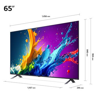TV QNED LG 65QNED80 164 cm 4K UHD 2024 Noir et Bleu