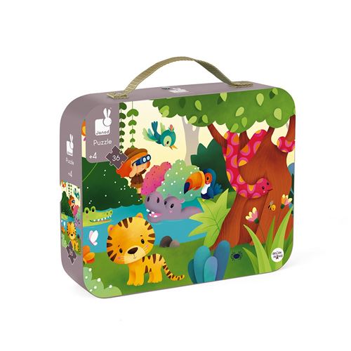 Valisette ronde-puzzle panoramique jungle-36pcs