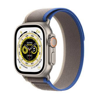 Apple Watch Ultra + Cellular, boîtier Titane 49mm avec Boucle Trail Bleu / Gris Taille M/L