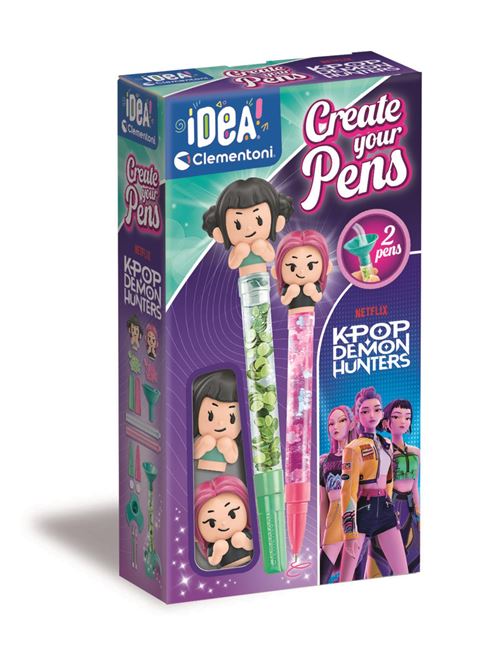 Jeu créatif Clementoni Crée tes stylos K Pop Demon Hunters Zoey et Mira