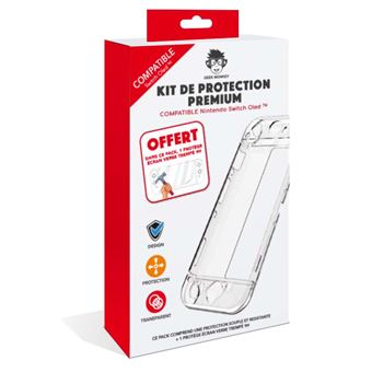 Kit de protection Geek Monkeys Premium pour console Nintendo Switch Oled Transparent