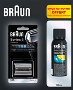 Tête de rechange pour rasoir électrique Braun 52B avec spray nettoyant