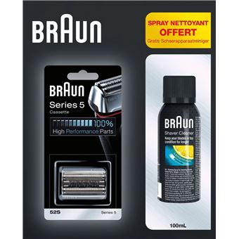 Tête de rechange pour rasoir électrique Braun 52B avec spray nettoyant