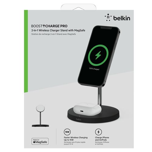 Belkin Chargeur Magsafe 2 en 1 pour Iphone 12 - Blanc - 15 W - Chargeur  Belkin sur
