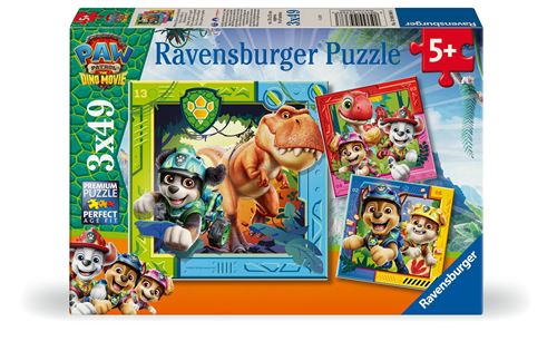 Ravensburger Puzzles 3x49 pieces Pattes Griffes et Rugissements ! Pat''Patrouille Le film Mission Dino