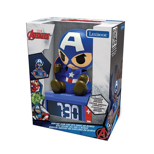 Réveil veilleuse digital LEXIBOOK Captain America 3D lumineux et sonore Enfant