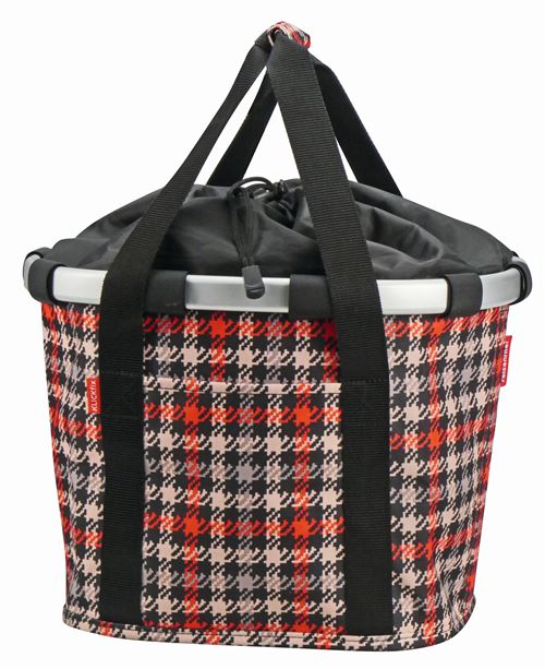 KlickFix Bikebasket Fietsmand Pied de Poule Rood