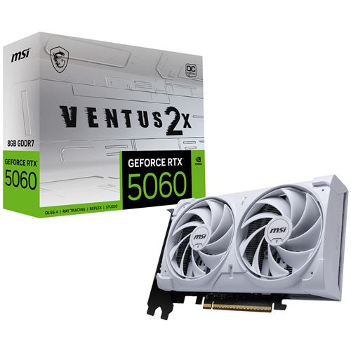 Carte graphique MSI Nvidia GeForce RTX 5060 8G VENTUS 2X OC Blanc
