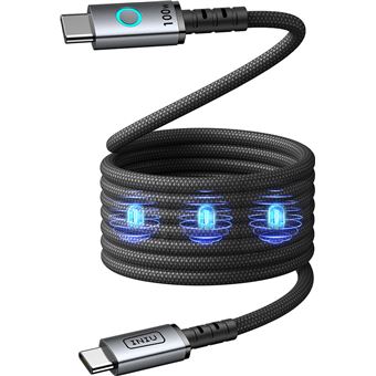 Câble magnétique Iniu Léopard USB-C vers USB-C 100 W 1,2 m Noir