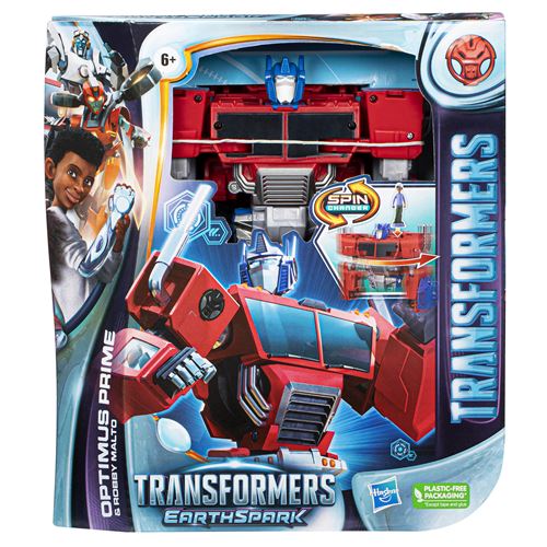 Transformers Figurine Earthspark Spin Changer Optimus Prime Et Robby Malto