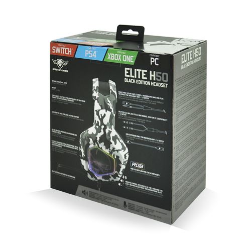 Spirit of Gamer Elite-H50 Black Edition Casque-micro pour gamer
