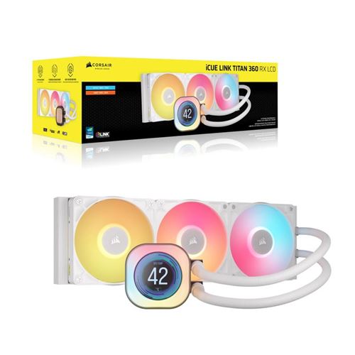 Kit Watercooling CPU Corsair ICUE LINK TITAN 360 RX LCD RGB blanc
