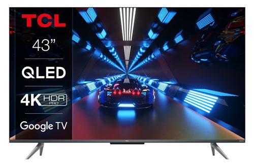 TCL TV QLED  43C735 109 cm 4K UHD Google TV Aluminium bross&eacute;