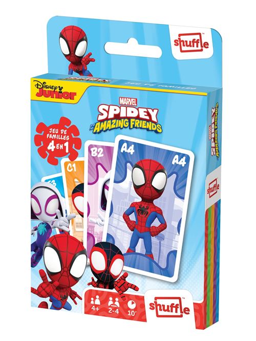 Cartamundi Jeu de cartes 4 en 1 Spidey et ses amis - Amusement familial garanti
