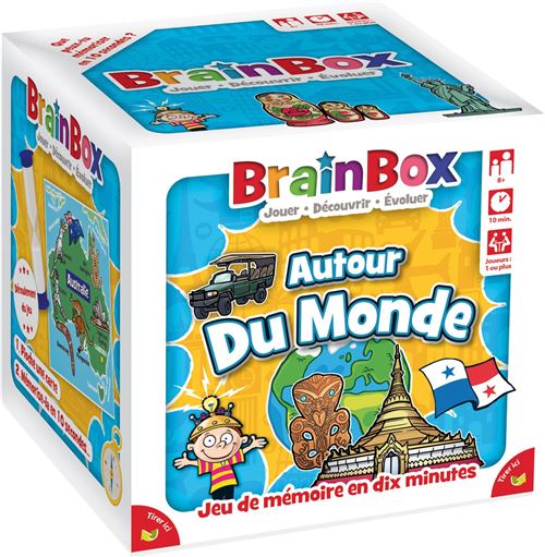 Jeu d’ambiance Asmodee BrainBox Voyage autour du monde
