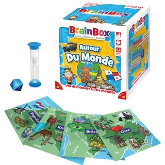 Jeu d’ambiance Asmodee BrainBox Voyage autour du monde