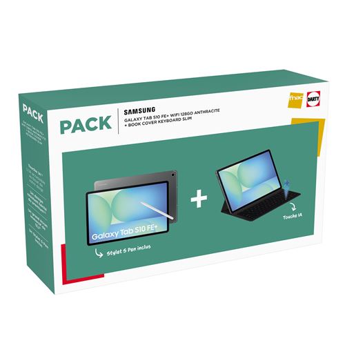 Pack Tablette Tactile Samsung Galaxy Tab S10 FE+ 13,1 Wi-Fi 128 Go Anthracite + BookCover Keyboard Slim