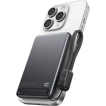 Batterie externe magnétique Iniu MagPro Slim avec 1 port USB-C et câble USB-C 5000 mAh Noir