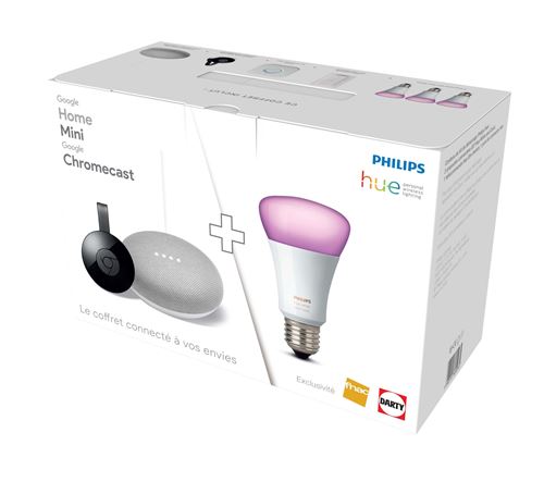 Pack Fnac Google Home Mini Chromecast Philips Hue White Colors Enceinte intelligente Achat prix fnac
