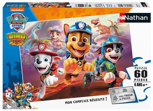 Puzzle 60 pièces : La Pat'Patrouille à la rescousse des dinosaures Ravensburger Nathan - vue 3