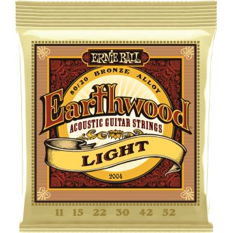 Jeu de cordes guitare acoustique Ernie Ball 2004 Earthwood 80/20 Bronze Light 11-52