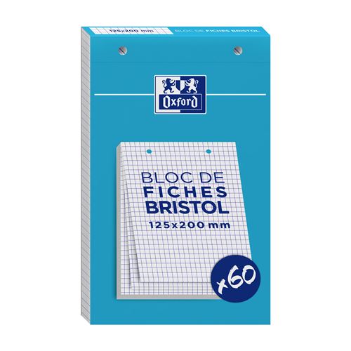 Bloc de 60 Fiches Bristol Oxford 12 5 x 20 cm Petits Carreaux