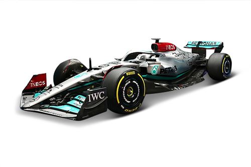 Voiture Bburago 1/43 Racing Mercedes AMG W13 E-Performance avec casque Hamilton