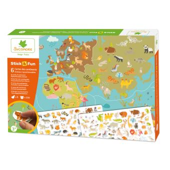 Mousses XL Animaux et Cartes Monde Stick N Fun