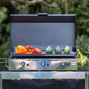 Plancha Eno Initial 65 3 brûleurs à gas 5000 W Gaz Noir et Inox