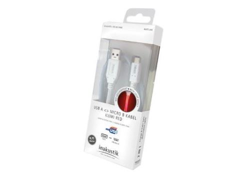 ILUMI RED/WHITE WHITELINE USB-A  MICROUSB