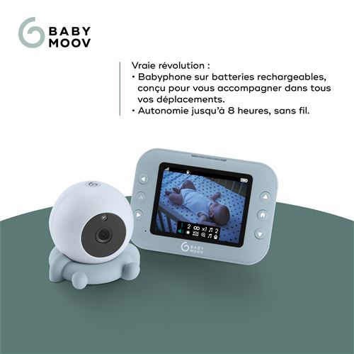 Babyphone vidéo Babymoov Yoo Roll Vert et Blanc - Produits bébés