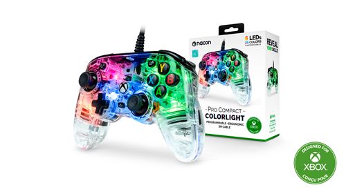 Nacon Transparent, Vert, Bleu, Rose, Mauve, Noir, Jaune, Rouge, Blanc Manette Filaire Personnalisable Pro Compact Pour Xbox Series X/S/Xbox One/Pc