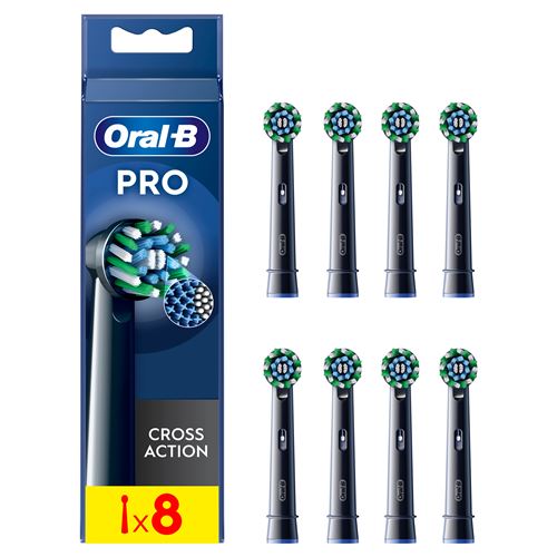 Pack de 8 brossettes pour brosse à dents Oral-B Pro Cross Action Noir