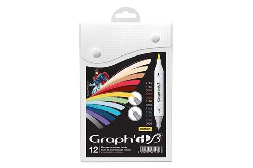 GRAPH'IT Brush Set de 12 Marqueurs double pointe - Comics Colors