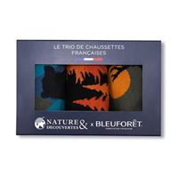 Trio Chaussettes Bleu Forêt Animaux des Bois Taille 40-45