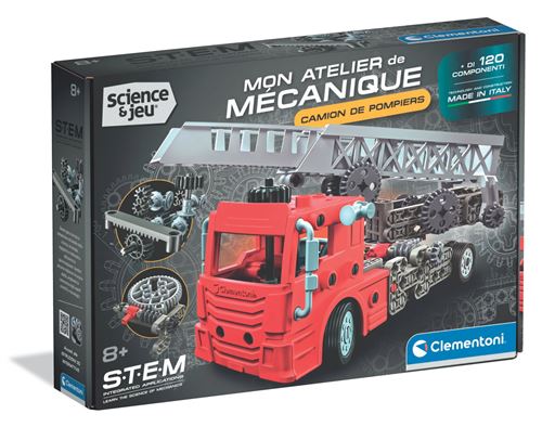 Clementoni Camion de pompier Set de construction 170+ pièces direction fonctionnelle échelle déployable et Neuf - vue 2