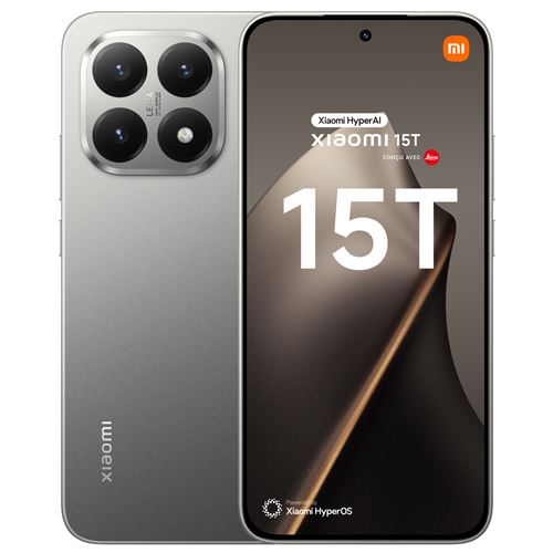 Smartphone Xiaomi 15T 6,83" 5G Double Nano SIM 256 Go Gris Titane conçu avec Leica