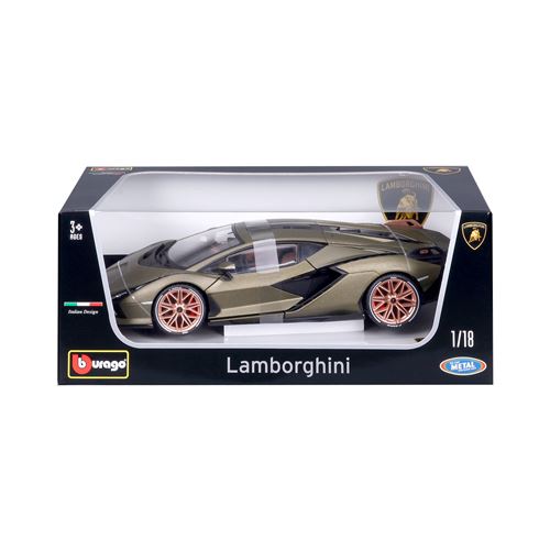 Voiture Bburago 1/18 Lamborghini Sian Hybride Blanc et Noir